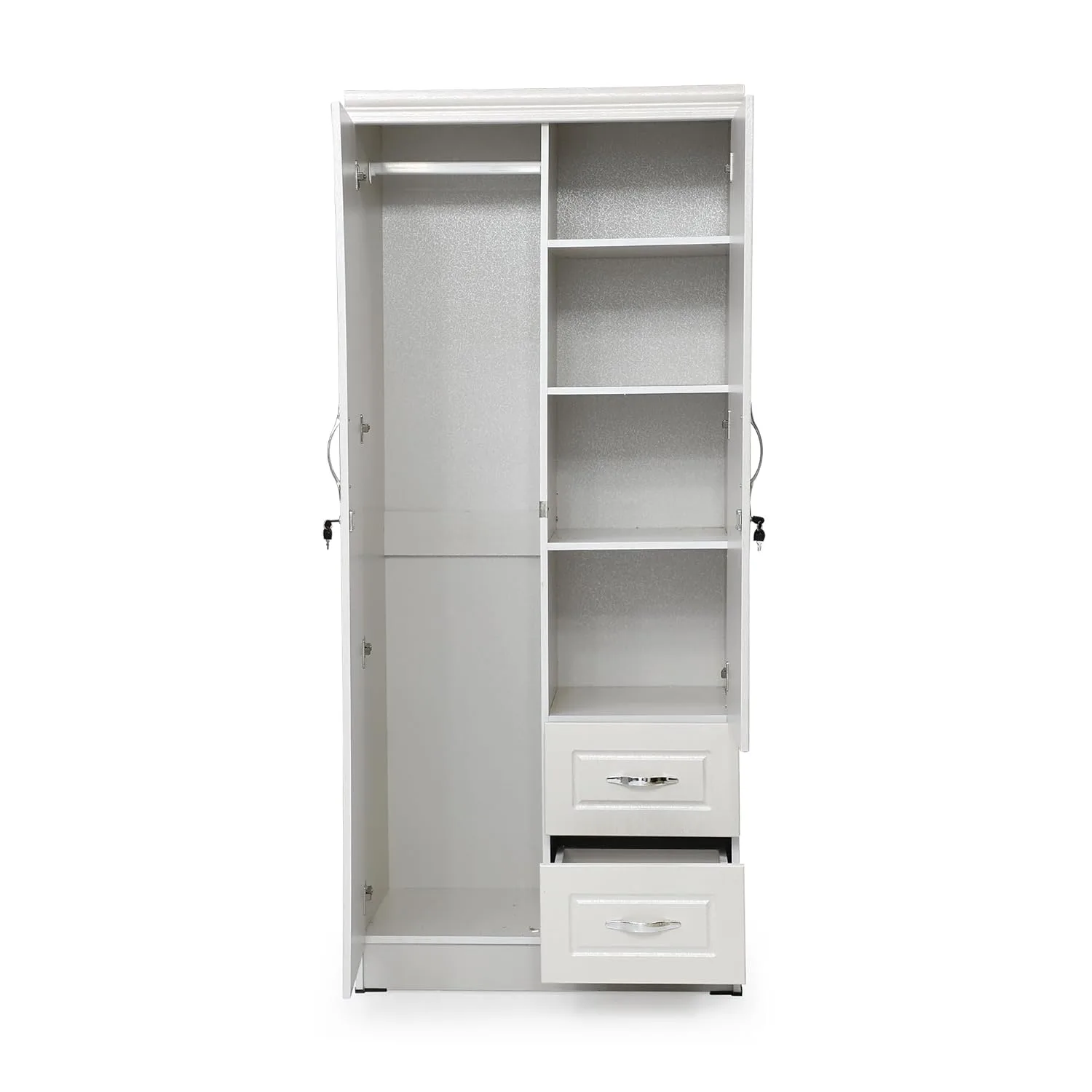 2 Door Wardrobe with Mirror, Shelves & Drawers - Image 4
