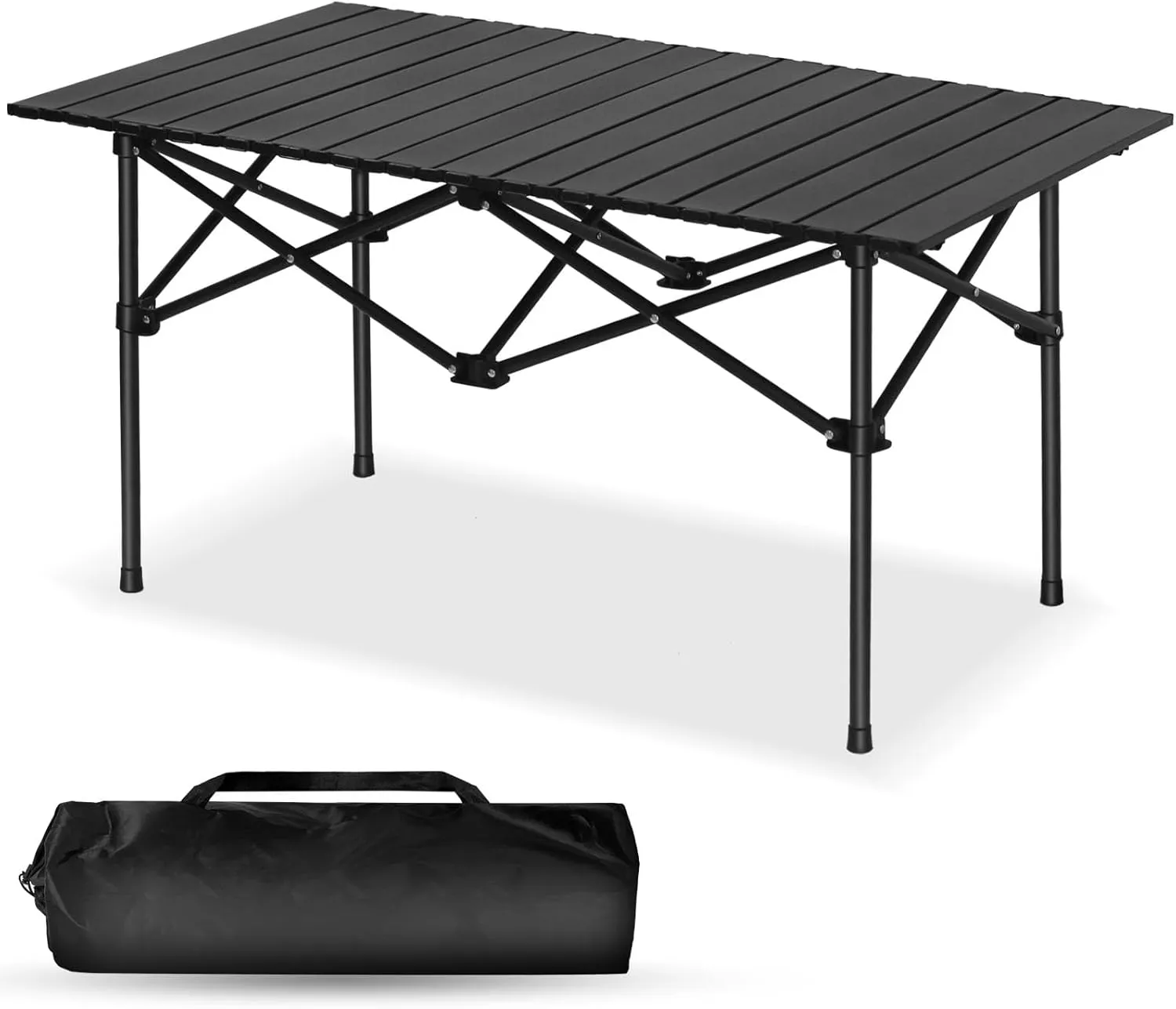 Portable Camping Table with Foldable Aluminium Top and Carry Bag