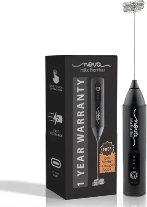 Rechargeable Milk Frother for Coffee with Dual Spring Whisk