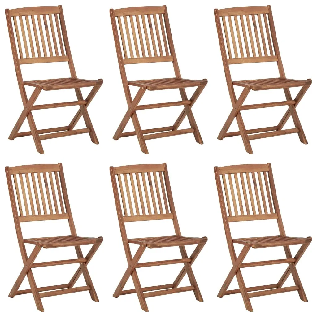 Acacia Wood Folding Outdoor Chairs - 6 Piece Set