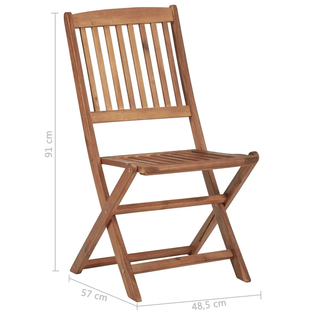 Acacia Wood Folding Outdoor Chairs - 6 Piece Set - Image 2
