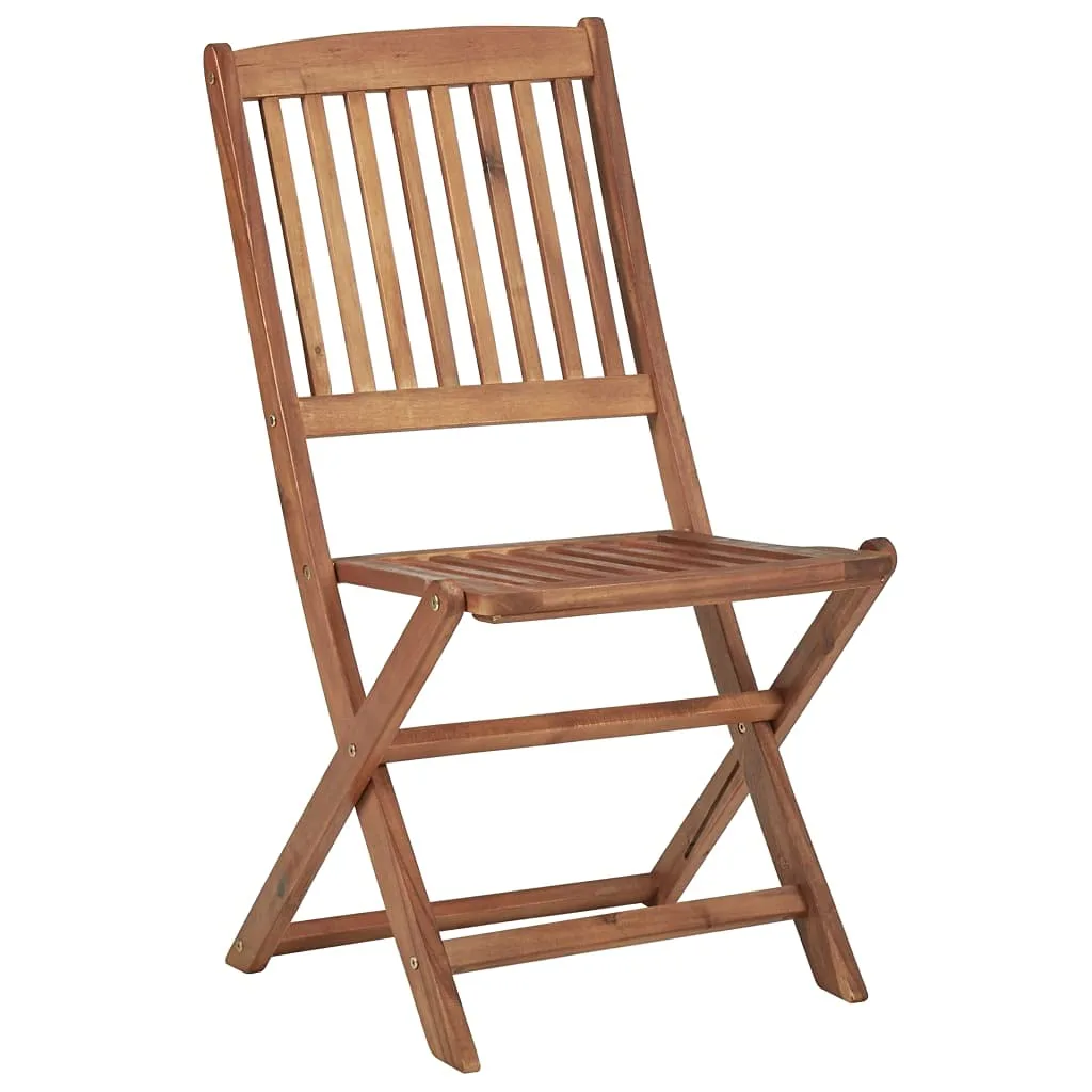 Acacia Wood Folding Outdoor Chairs - 6 Piece Set - Image 3