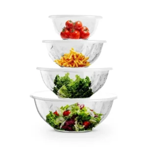 Acrylic Salad Bowls with Lids - 4 Piece Serving Set