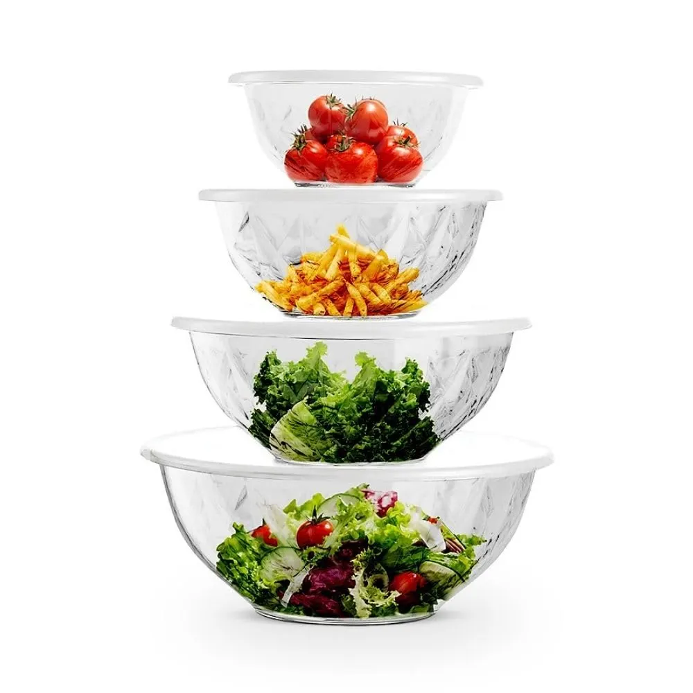 Acrylic Salad Bowls with Lids - 4 Piece Serving Set