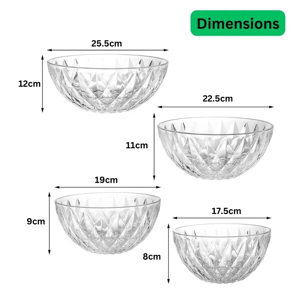 Acrylic Salad Bowls with Lids - 4 Piece Serving Set - Image 2