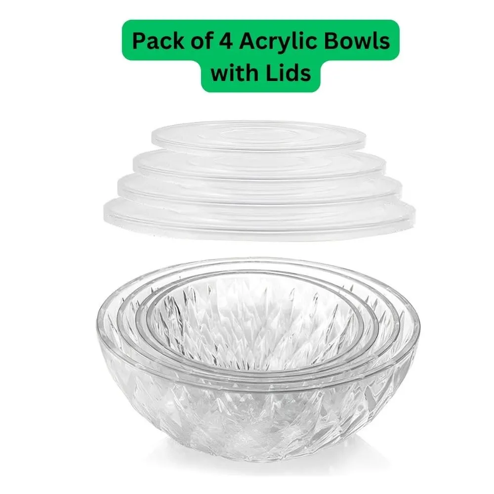 Acrylic Salad Bowls with Lids - 4 Piece Serving Set - Image 3