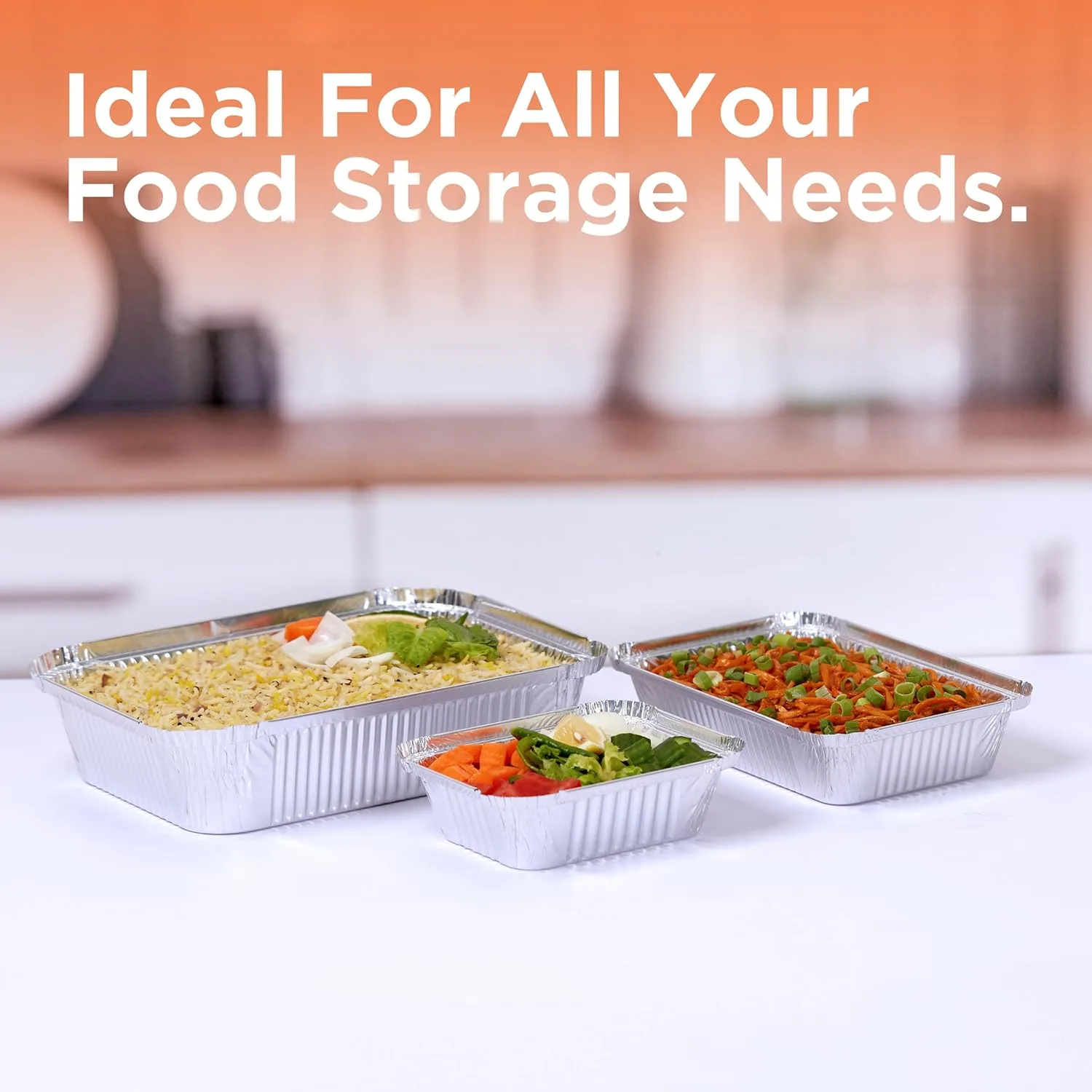 Aluminium Food Containers 30 Pack, 1850/890/420cc - Image 3