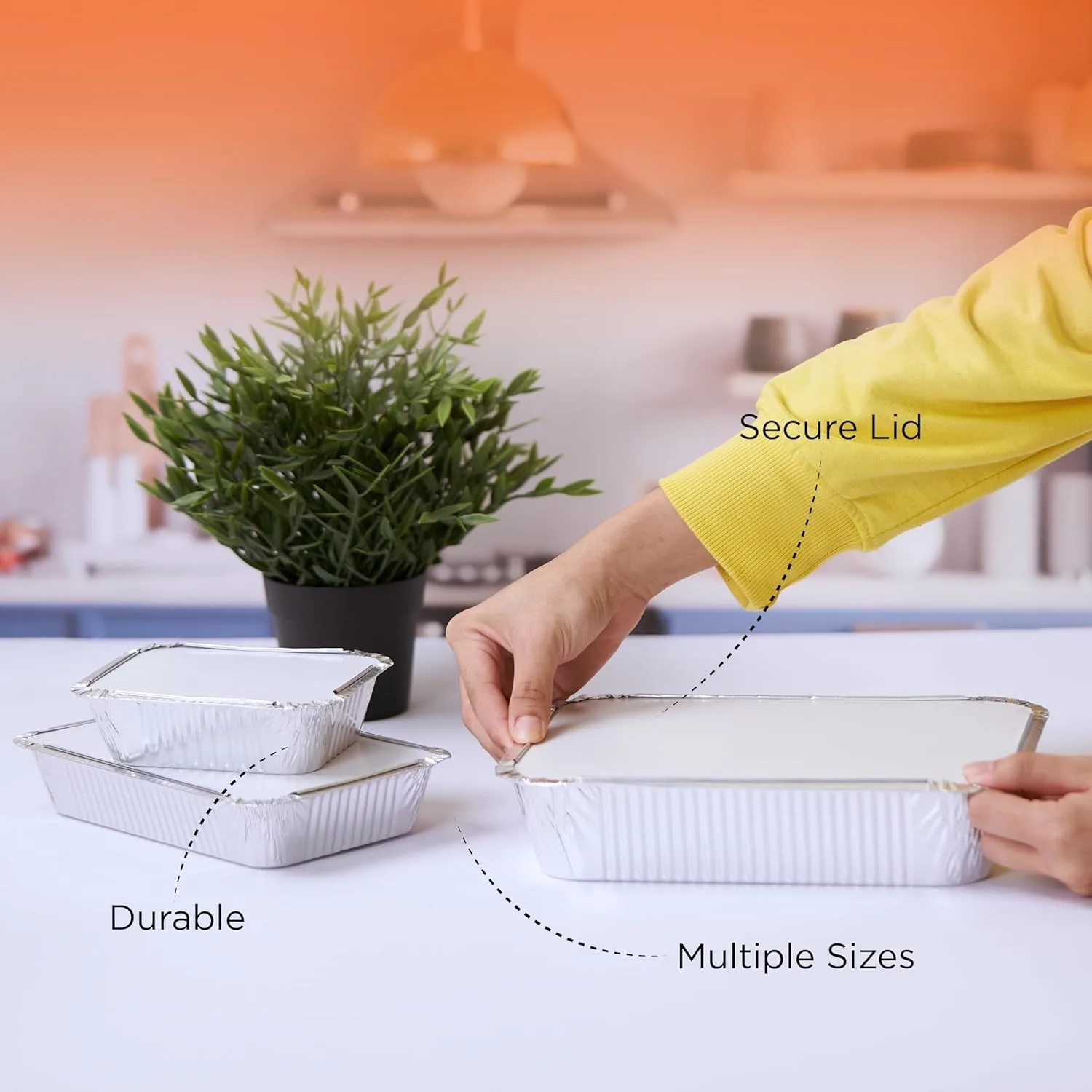 Aluminium Food Containers 30 Pack, 1850/890/420cc - Image 4