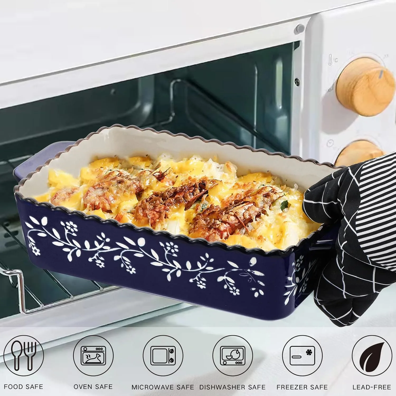 AVLA Baking Dish Set Ceramic Bakeware Lasagna Pan - Image 3