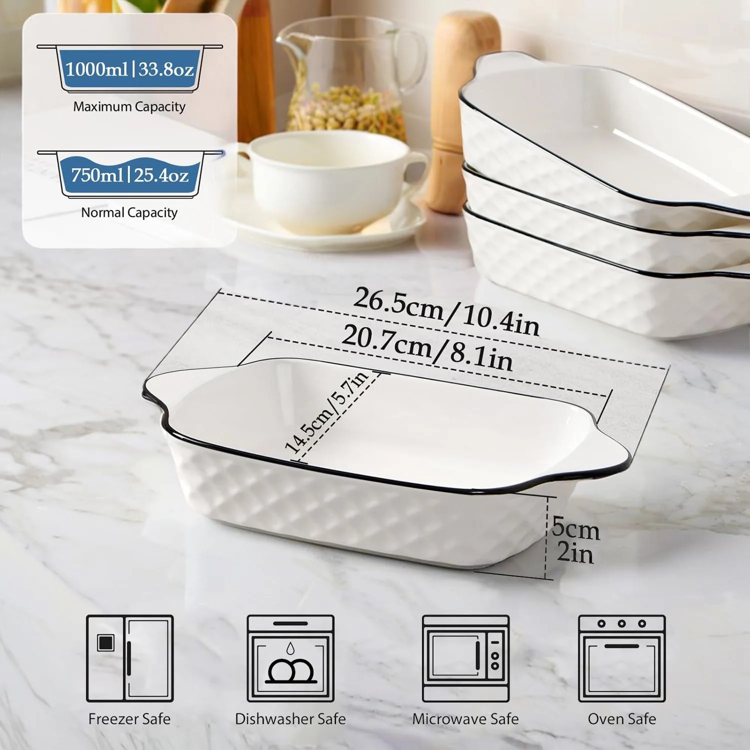 Baking Dishes Set of 4, 34oz Lasagne Dish - Oven Safe - Image 2