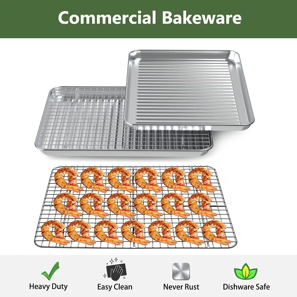 Baking Sheet with Rack Set Stainless Steel Cookie Pan - Image 2