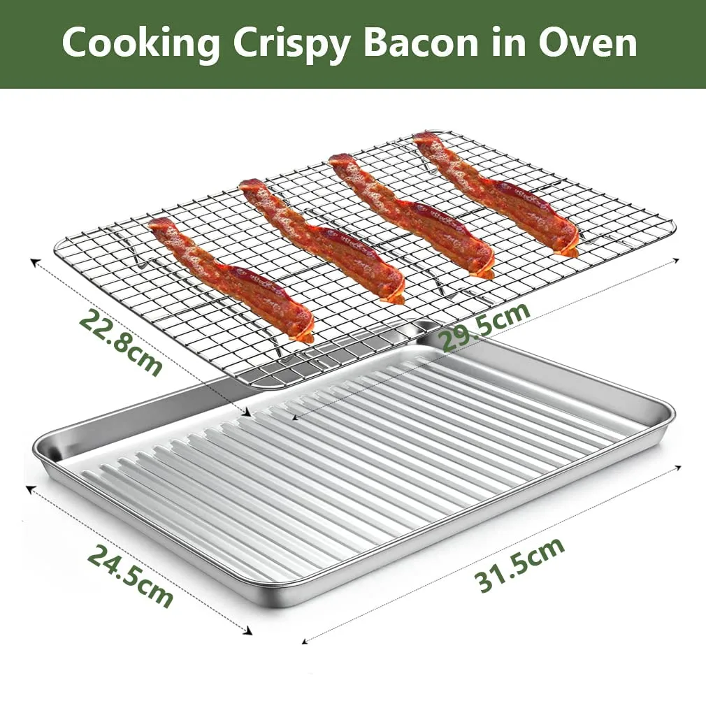 Baking Sheet with Rack Set Stainless Steel Cookie Pan - Image 3