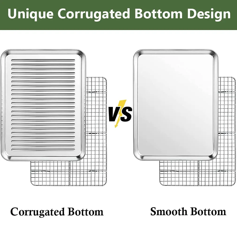 Baking Sheet with Rack Set Stainless Steel Cookie Pan - Image 4