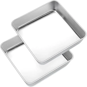 8 Inch Baking Tin Set Stainless Steel Square Cake Pan