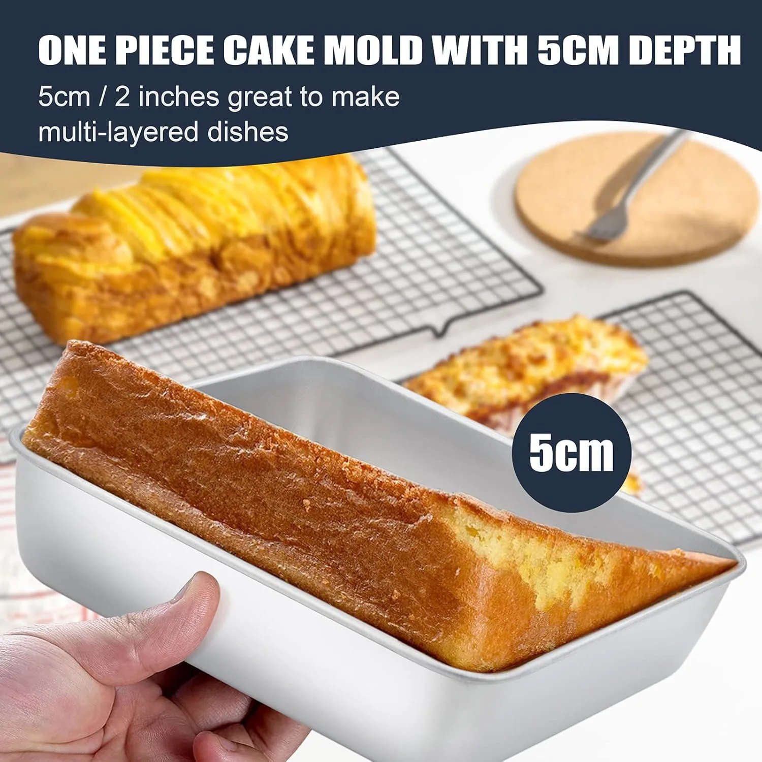 8 Inch Baking Tin Set Stainless Steel Square Cake Pan - Image 4