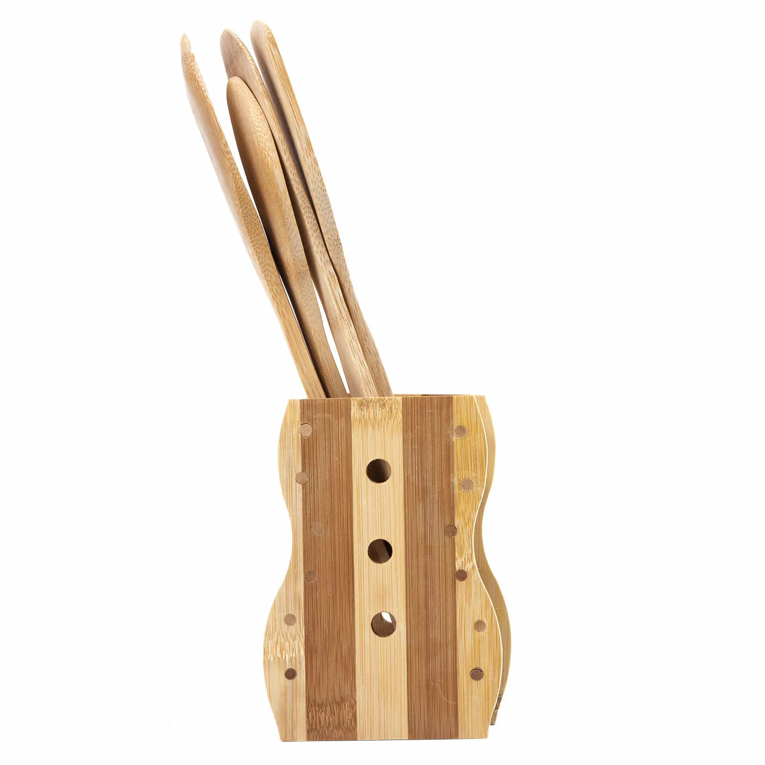 Bamboo Kitchen Utensil Set - Wood Cooking Spoons Spatulas - Image 3