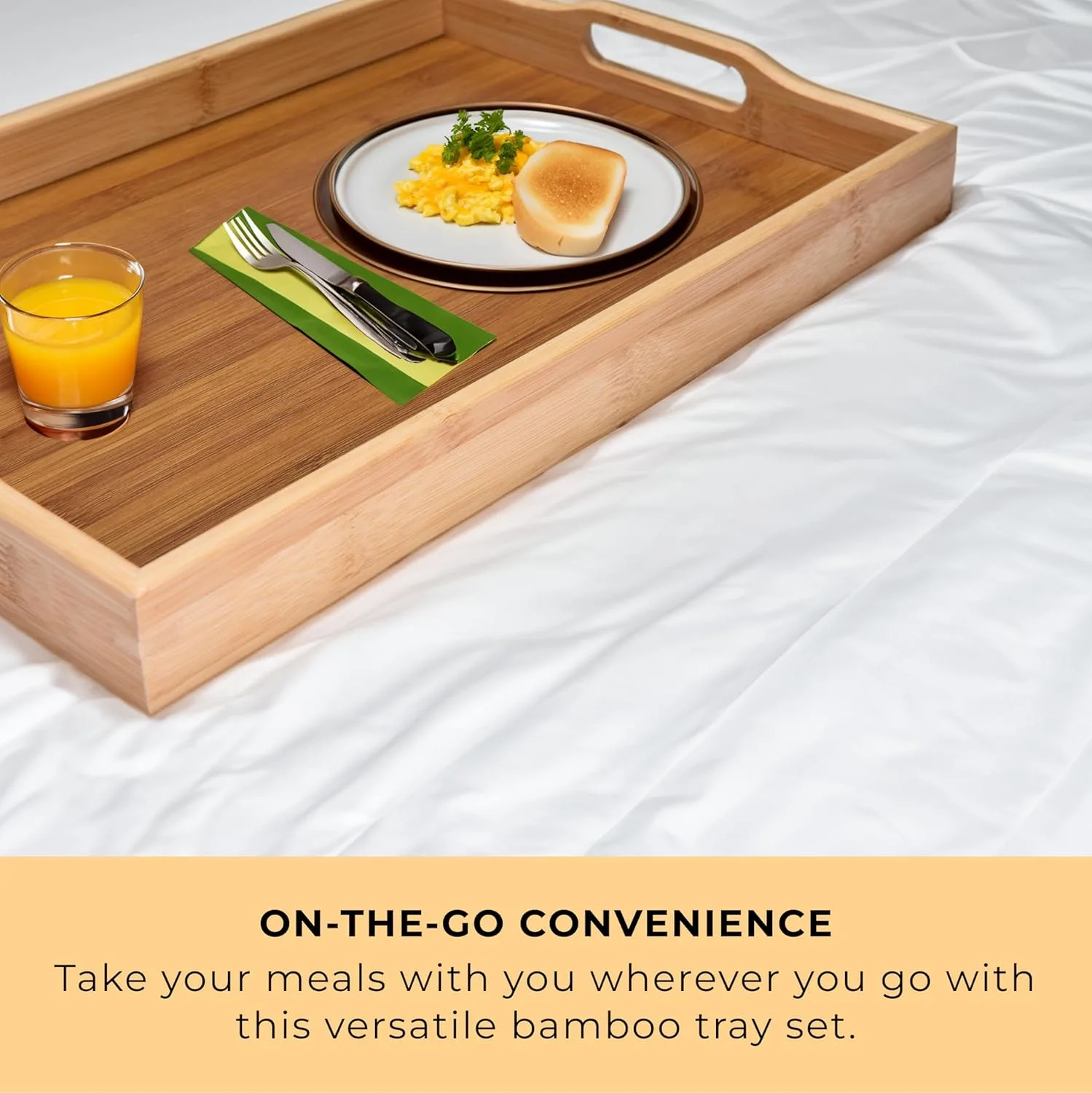 Bamboo Serving Trays with Handles - Set of 3 Nesting - Image 4