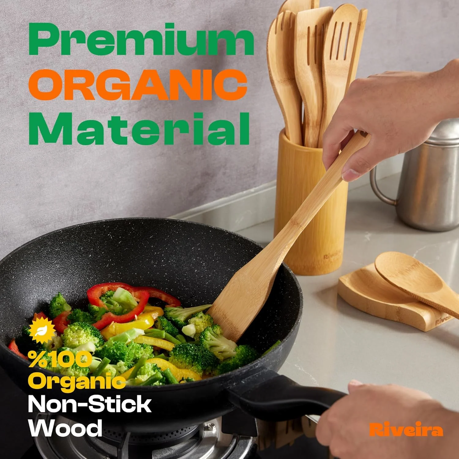 Bamboo Wooden Spoons for Cooking Utensil Set - Image 2