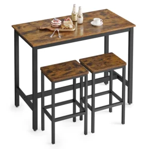 Bar Table Set with 2 Stools Industrial Kitchen