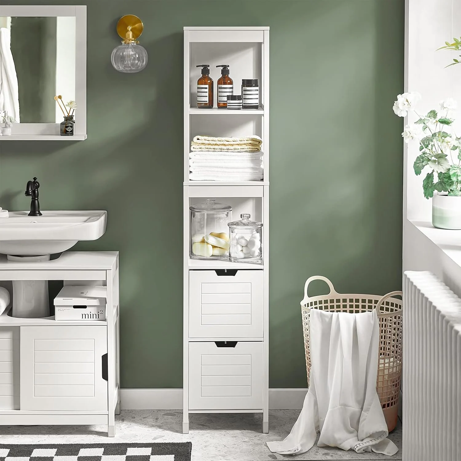 Bathroom Cabinet Shelf Tall Narrow Organizer - Image 2