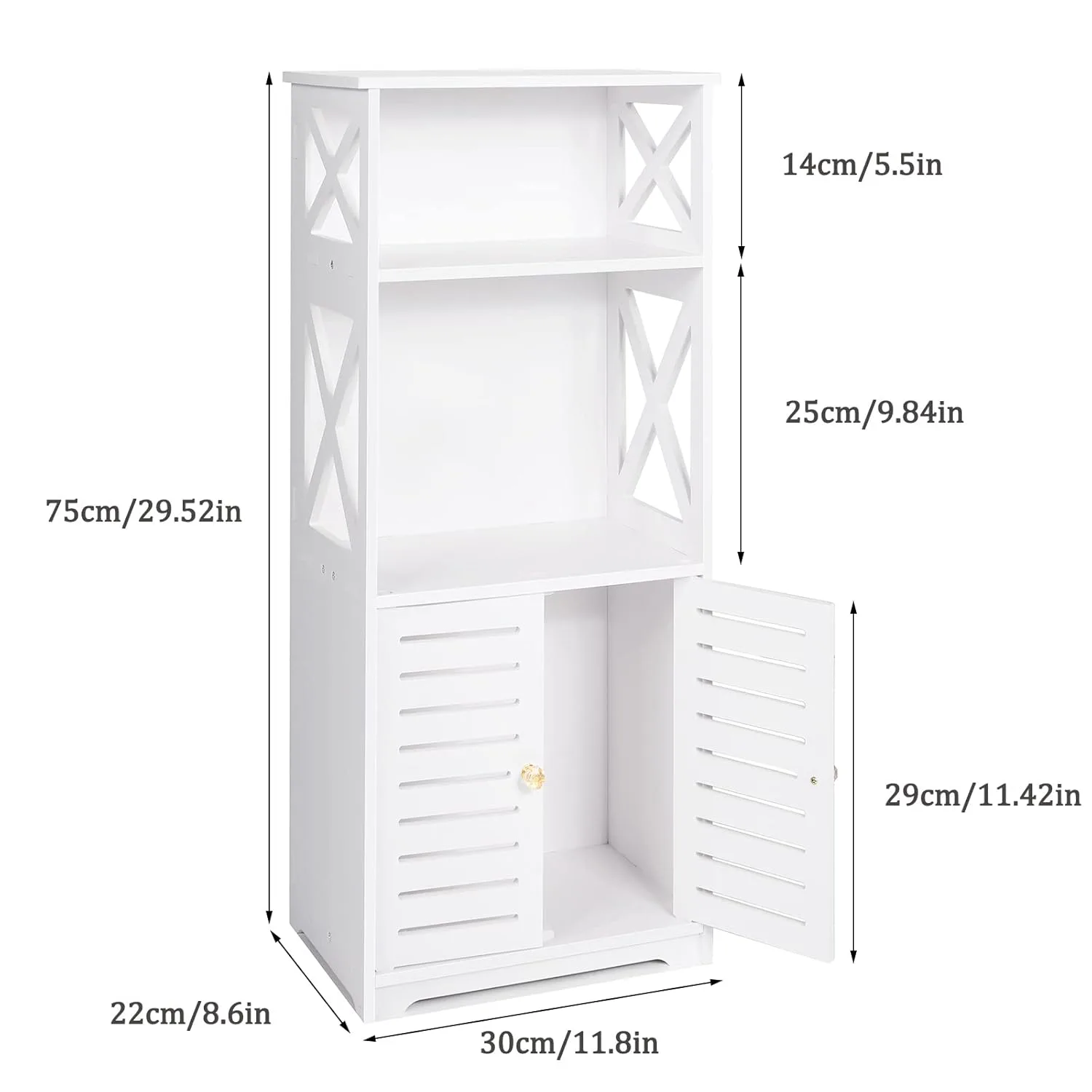 Bathroom Floor Cabinet Storage Organizer White - Image 3