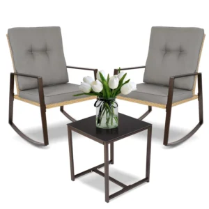 Bistro Set Outdoor Rocking Wicker Patio Furniture