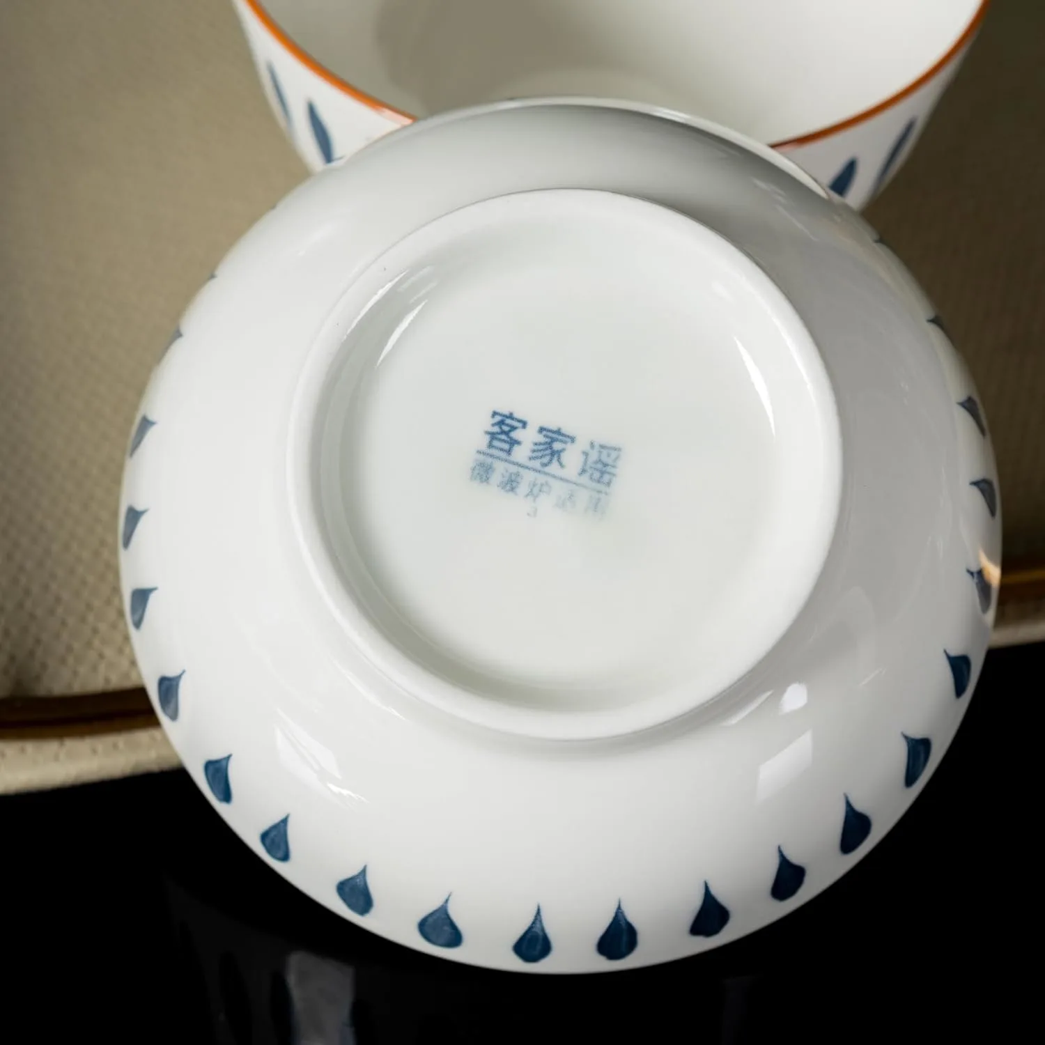 Blue & White Dinnerware Set - 8 Piece Ceramic Dish Set - Image 4