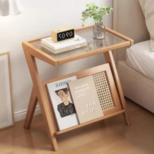 Boho Nightstand Rattan Side Table Bamboo End Table