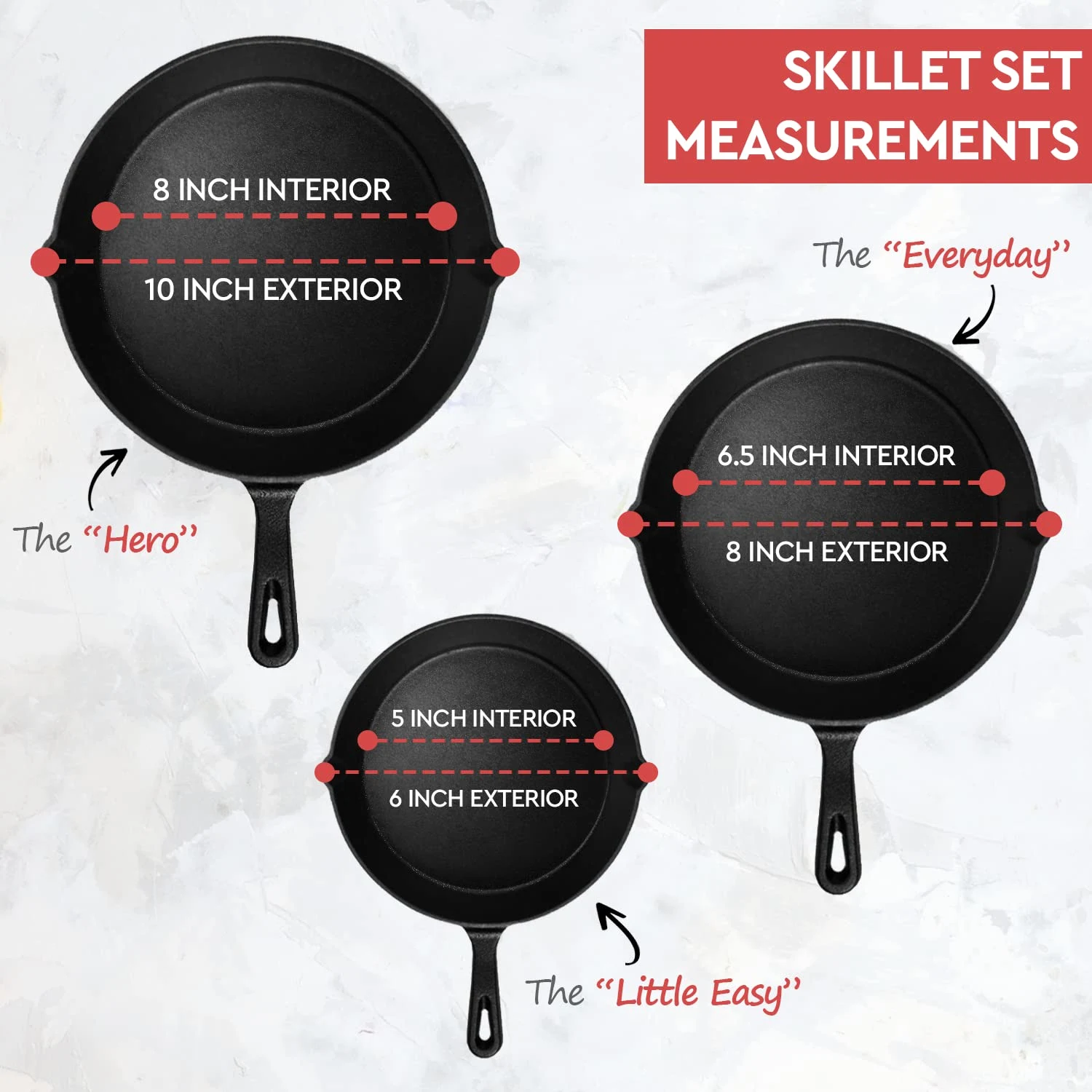 Cast Iron Skillet Set - Pre-Seasoned Cookware - Image 3
