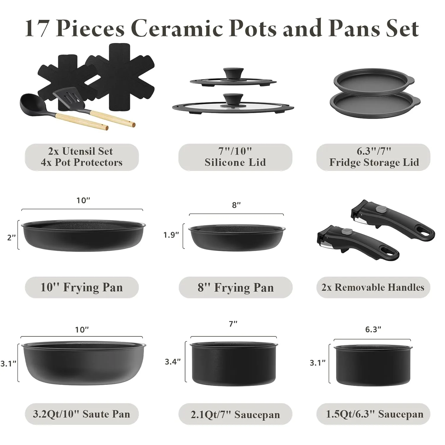 Nonstick Ceramic Cookware Set Healthy Pots & Pans - Image 2
