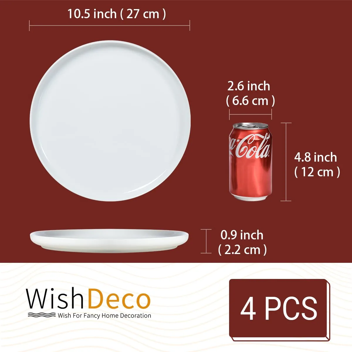 Ceramic Dinner Plates Set - 10.5 Inch Serving Plates - Image 3