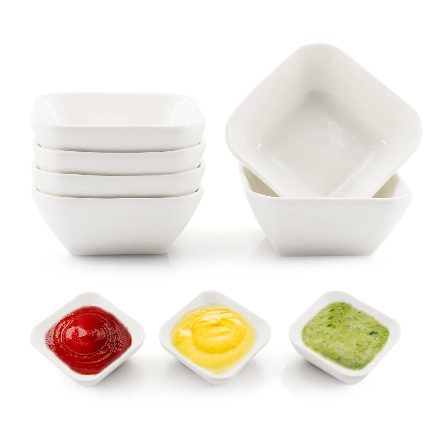 Ceramic Dip Bowls Set Mini Soy Sauce Plate 6 Pack