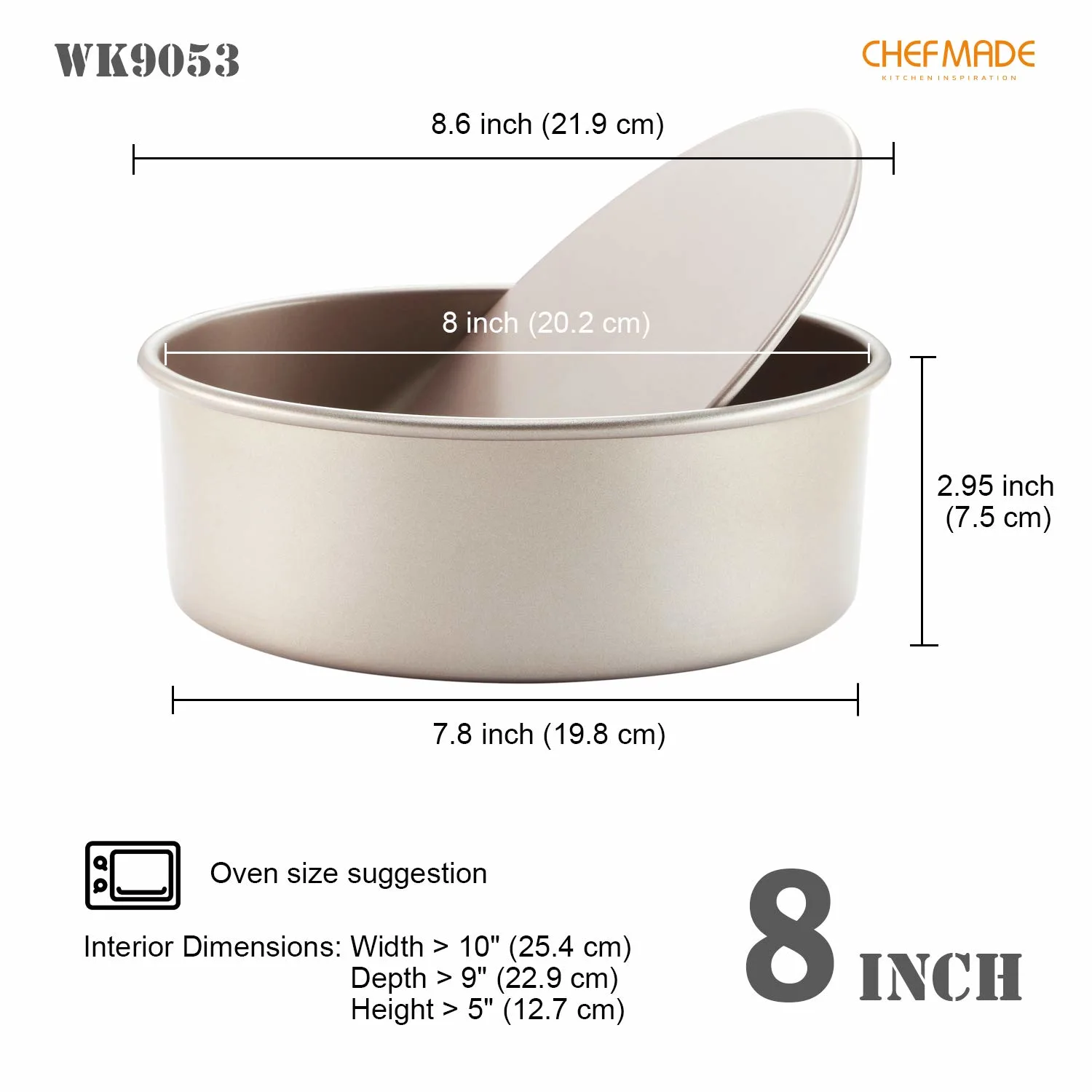 CHEFMADE 8-Inch Round Cake Pan Non-Stick Bakeware - Image 2
