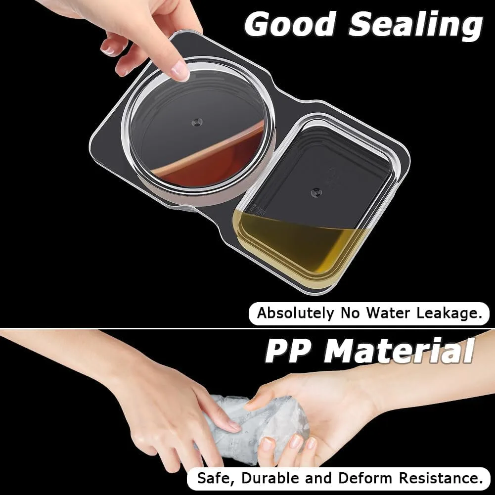 Double Condiment Container 2 Compartment with Lids - Image 3