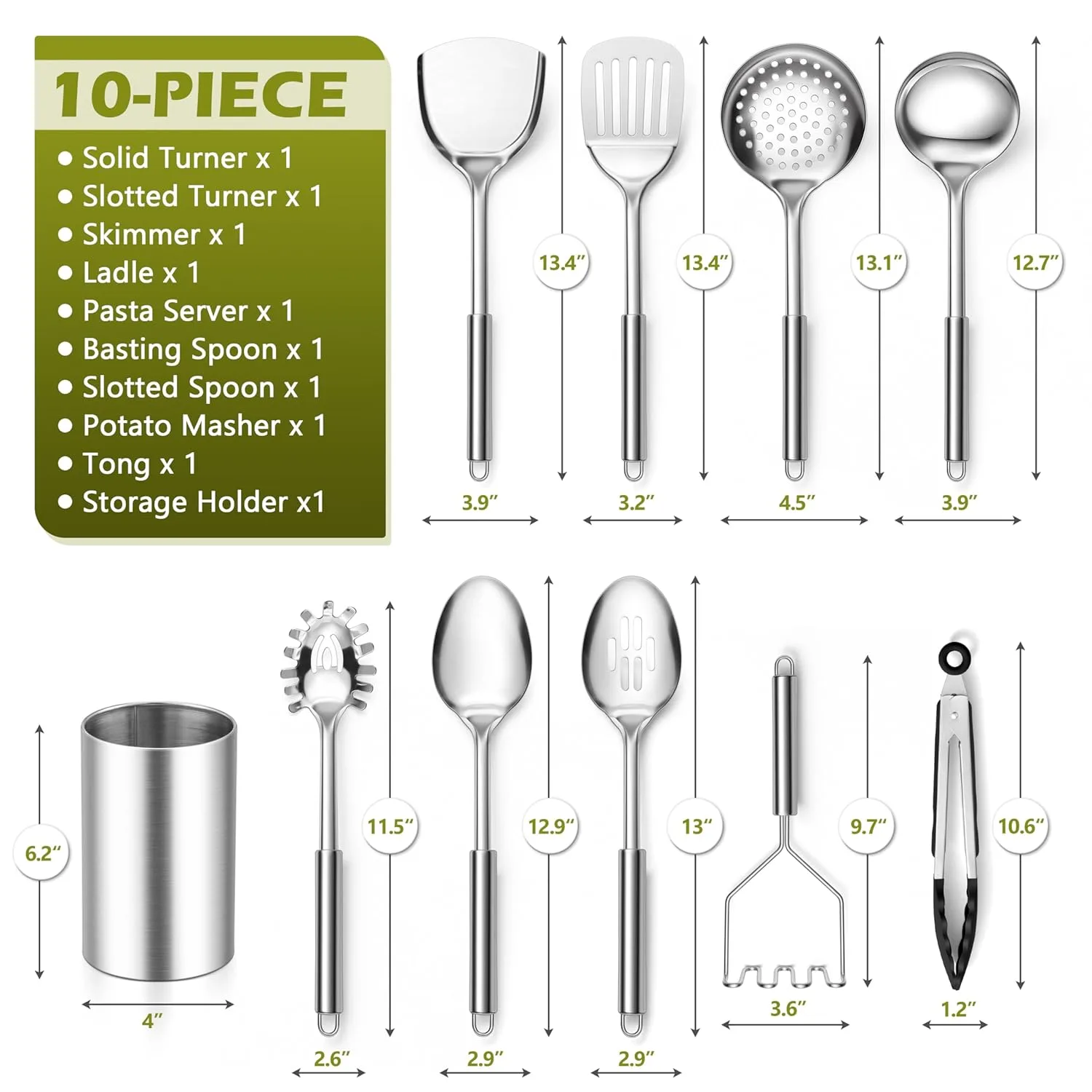 Cooking Utensils Set Stainless Steel Kitchen Tools - Image 2