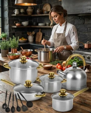 Cookware Set 18 Piece Nonstick Stainless Steel Pots & Pans