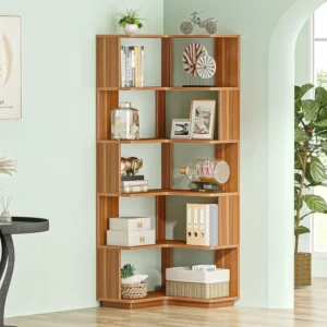 Corner Bookshelf 6 Tier L Shaped Bookcase