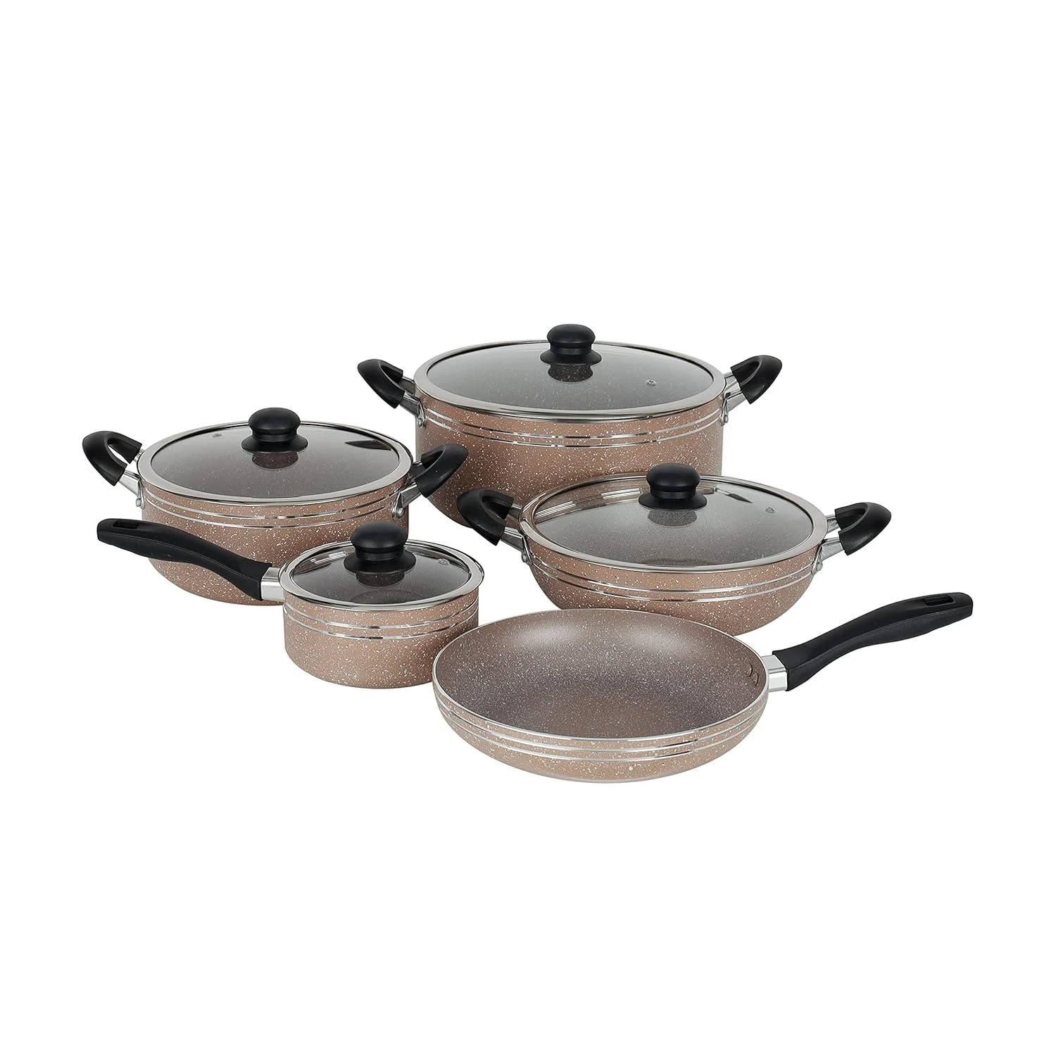 Delcasa Non-Stick Cookware Set 10-Piece Granite Coating