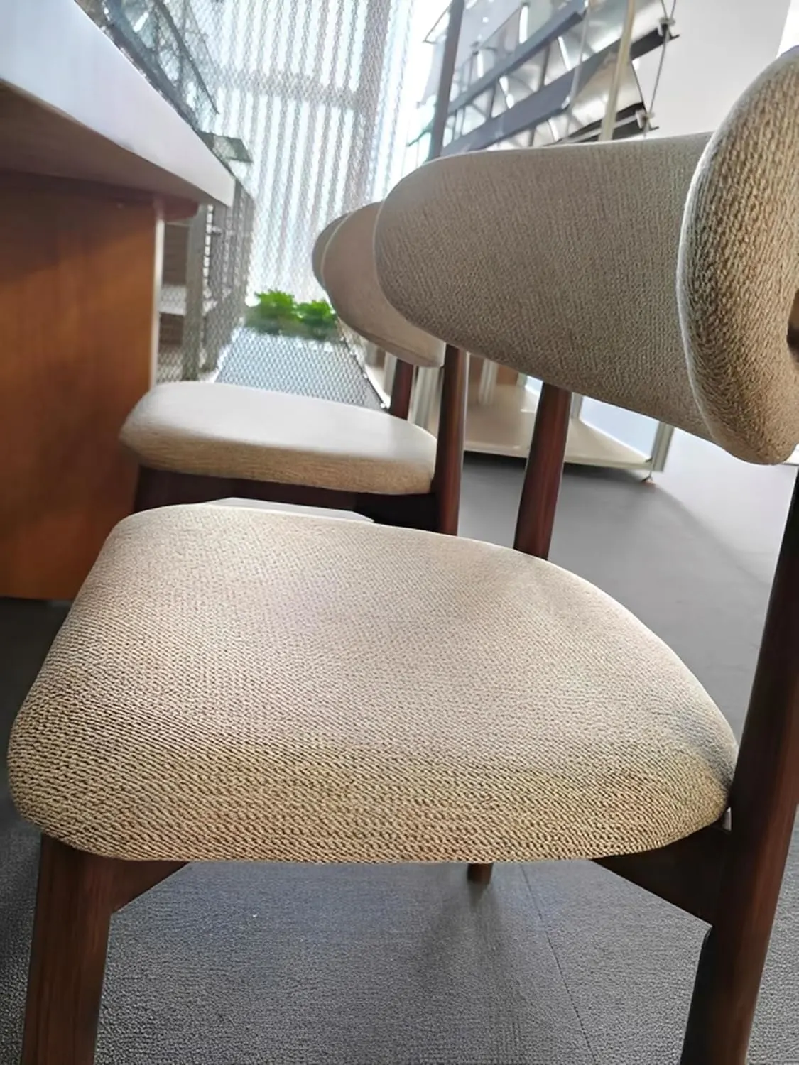 Modern Dining Chair Linen Upholstered Accent Chair - Image 2