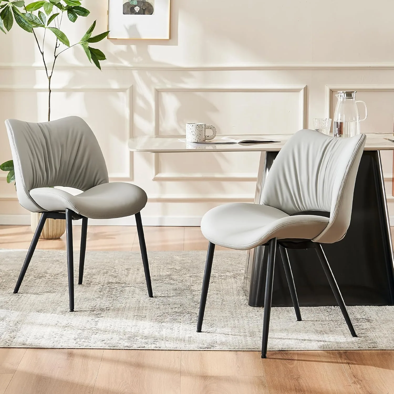 Dining Chairs Set of 2 Faux Leather Kitchen Chairs