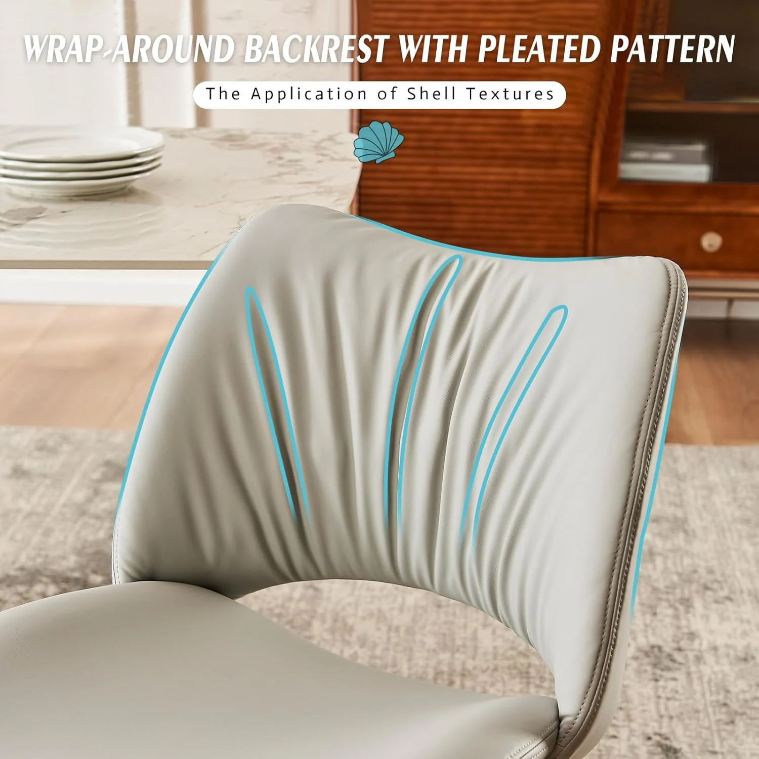 Dining Chairs Set of 2 Faux Leather Kitchen Chairs - Image 4