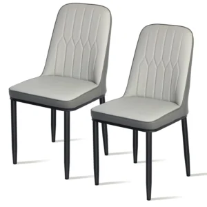 Dining Chairs Set of 2, PU Leather, Grey