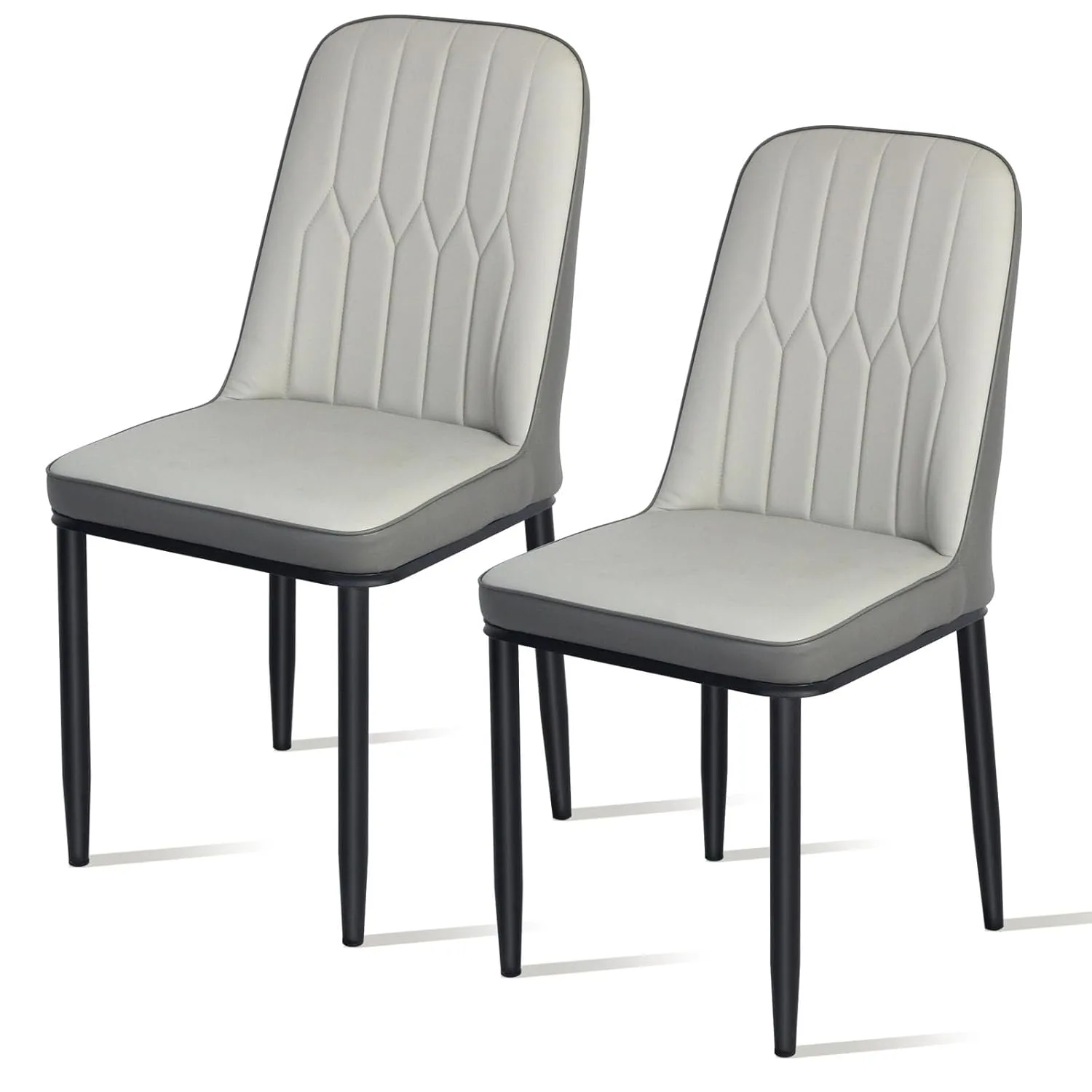 Dining Chairs Set of 2, PU Leather, Grey