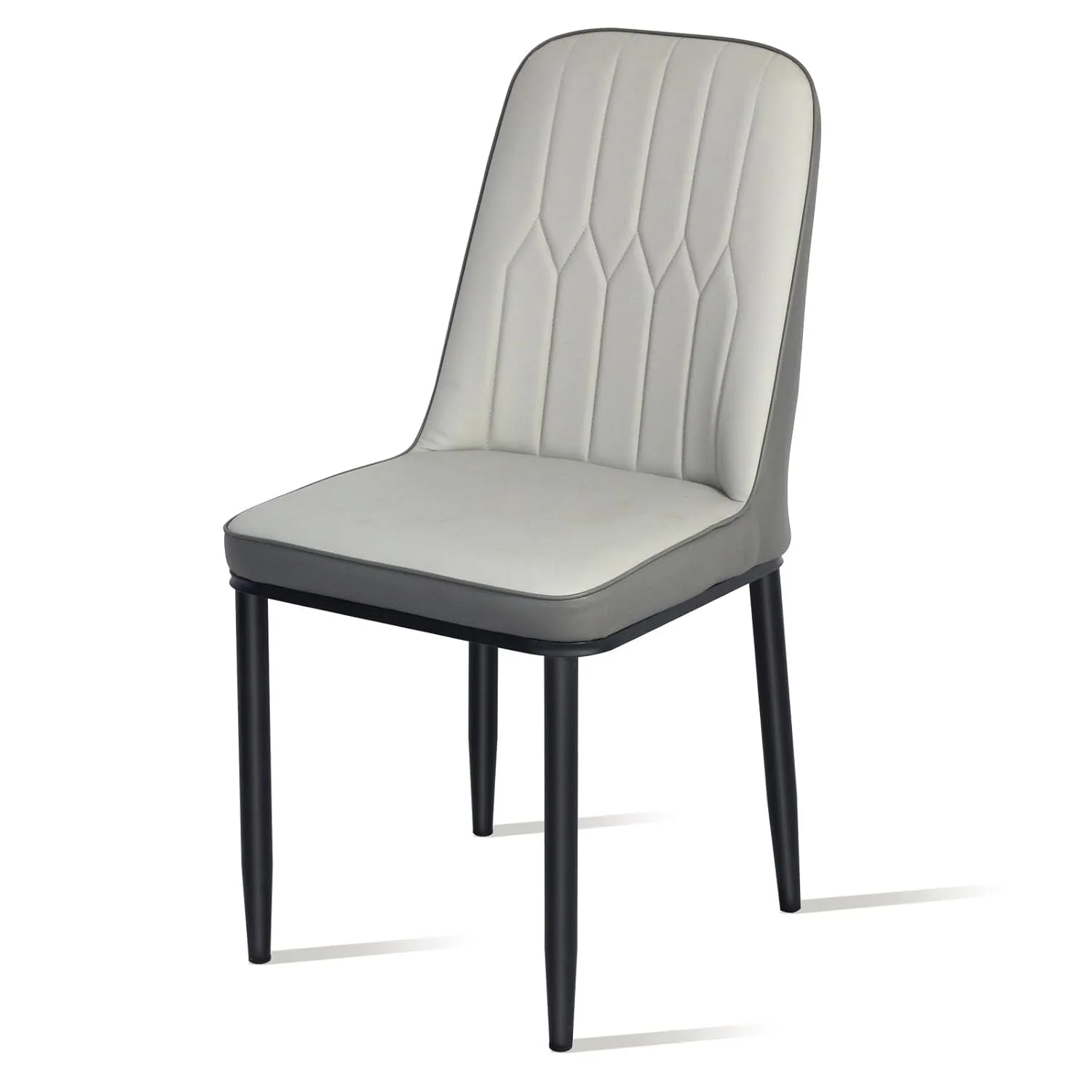 Dining Chairs Set of 2, PU Leather, Grey - Image 3