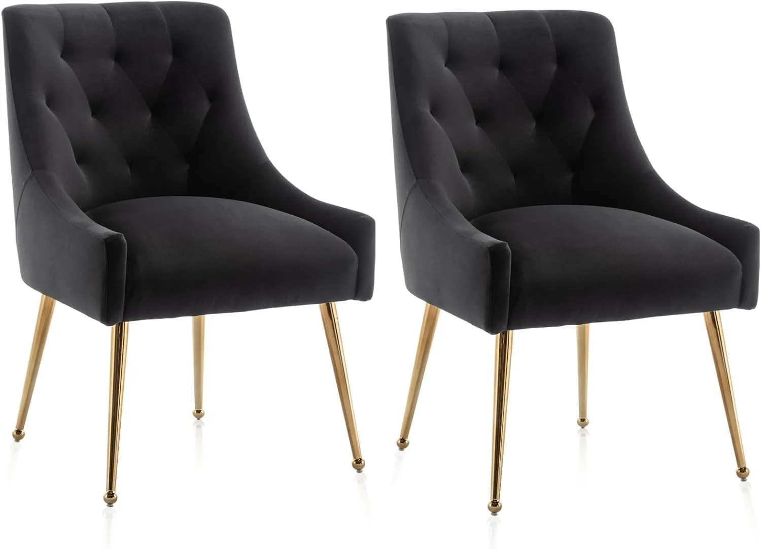 Dining Chairs Set of 2 Velvet Accent Chair Gold Legs