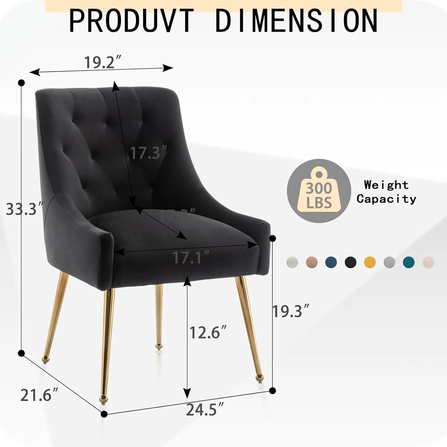 Dining Chairs Set of 2 Velvet Accent Chair Gold Legs - Image 2