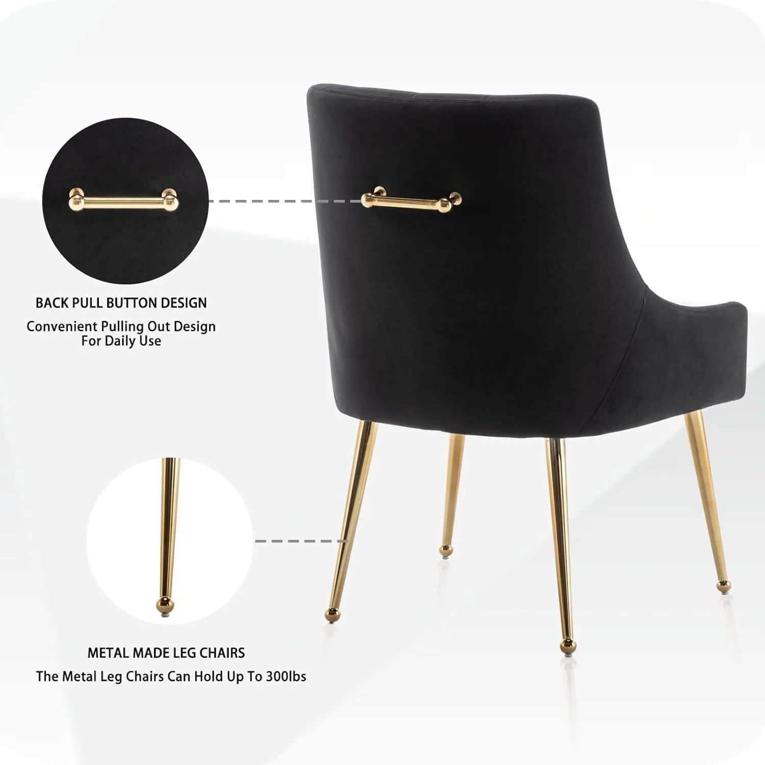 Dining Chairs Set of 2 Velvet Accent Chair Gold Legs - Image 3