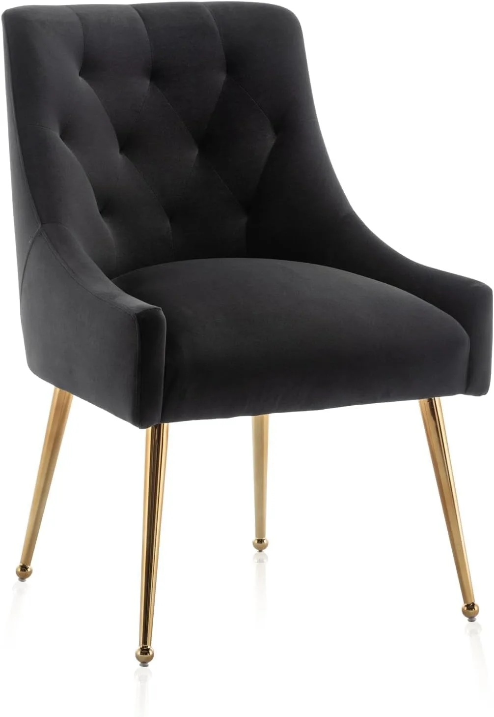 Dining Chairs Set of 2 Velvet Accent Chair Gold Legs - Image 4