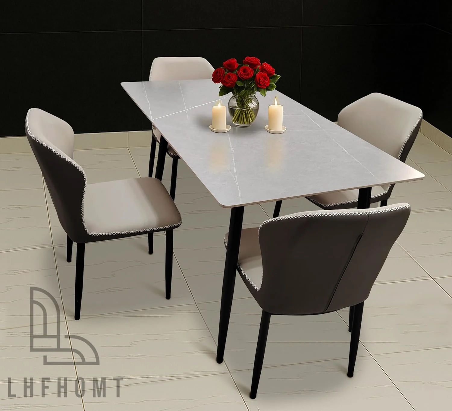 5-Piece Dining Set Modern Table & 4 Chairs