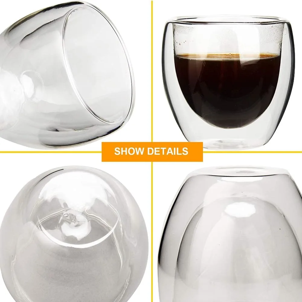 Double Wall Glass Coffee Mugs Espresso Cups Set - Image 3